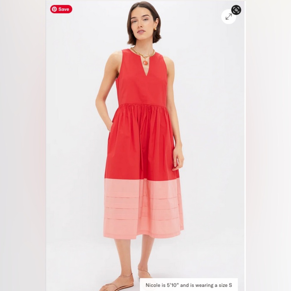 Tuckernuck Poppy and Coral Colorblock Cotton Elsie Dress XXL EUC
